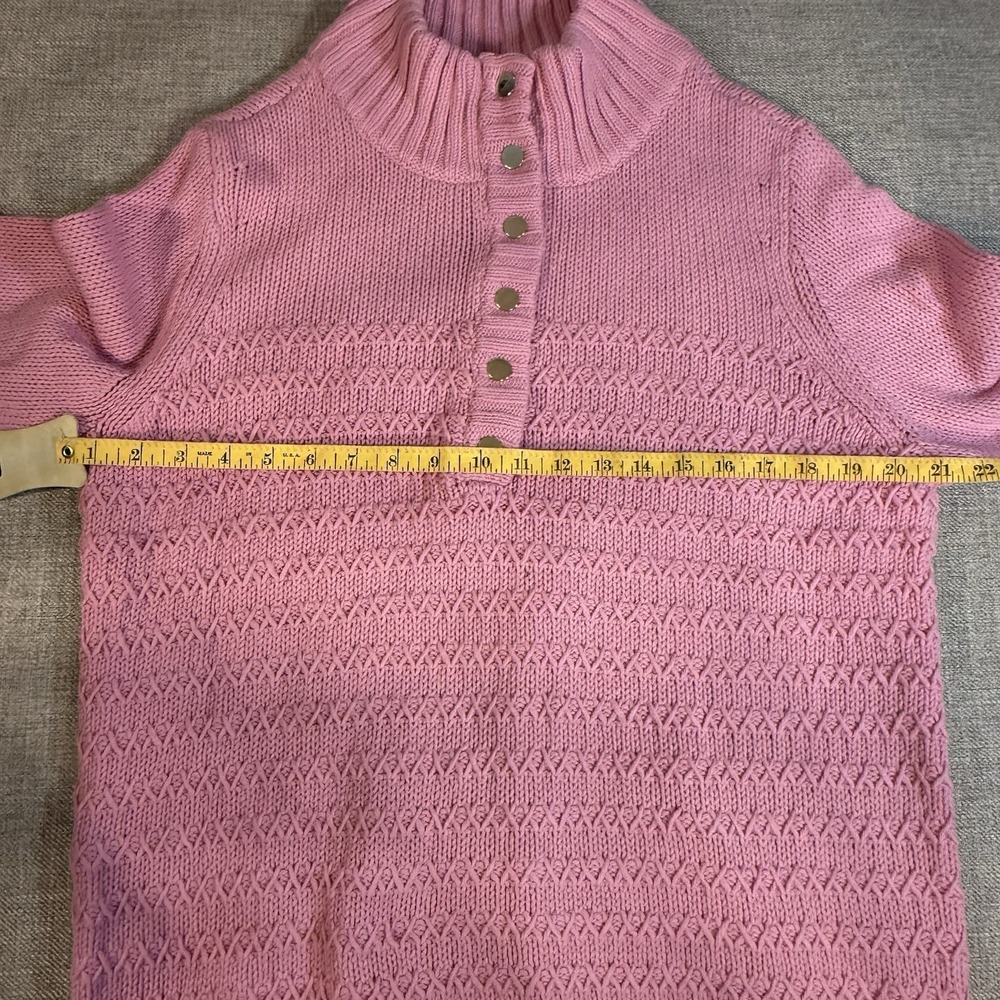Talbots Pink Knit Sweater Women Small‎ Mock Neck Button Pullover Sz L - Picture 7 of 9